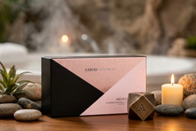 Load image into Gallery viewer, Incense burner made of aluminum with antique brass plating for rustic finish. Comes packed in a magnetic click top box with a foam insert Ideal for Japanese and Indian style incense.
