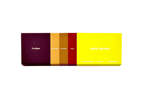 Luxury home fragrance packaging for Exotique incense by Amod aromas a boutique scent house based in Sydney, Australia.
